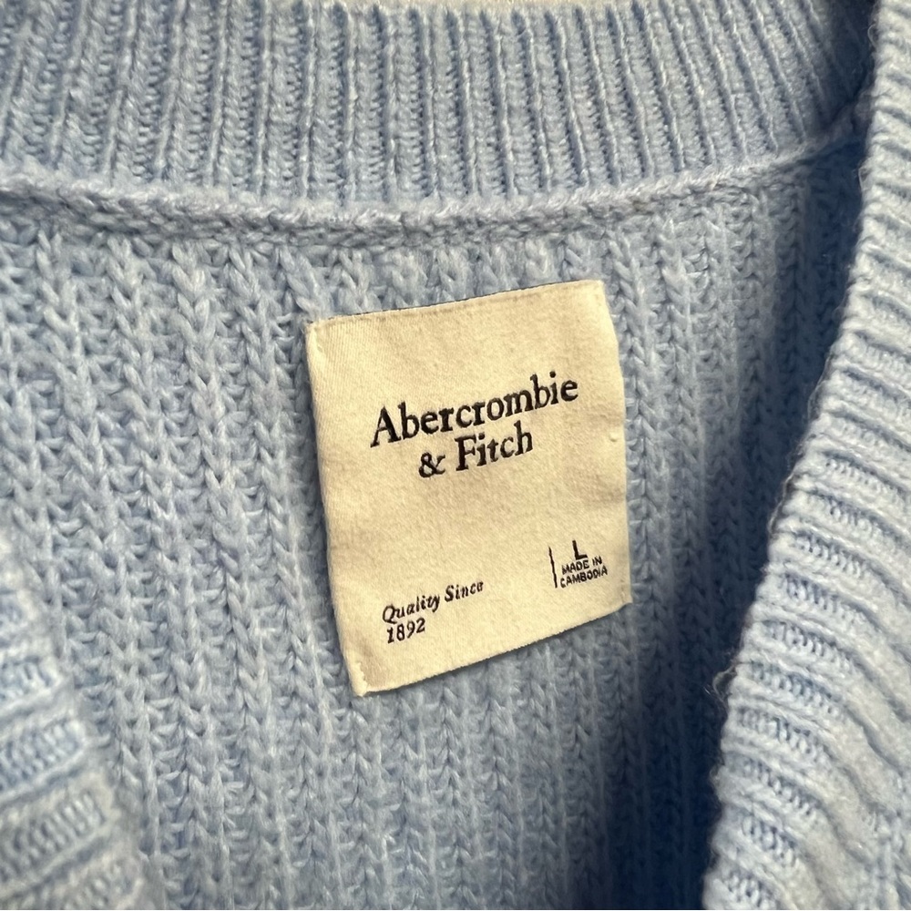 Abercrombie‎ & Fitch Pale Blue Pearl Button Knit Cardigan Classy Large - Picture 6 of 6